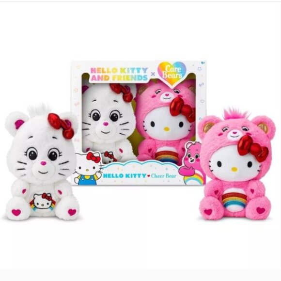 Hello Kitty x Care Bear Cheer Bear 9" Plush Collector Christmas Gift Set NEW - Picture 1 of 5